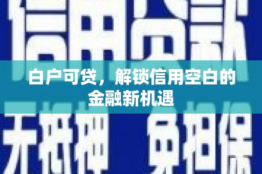 长丰白户可贷，解锁信用空白的金融新机遇