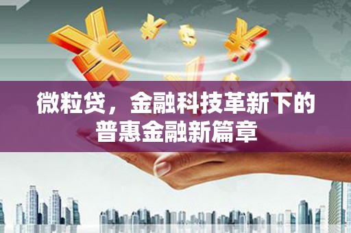 长丰微粒贷，金融科技革新下的普惠金融新篇章